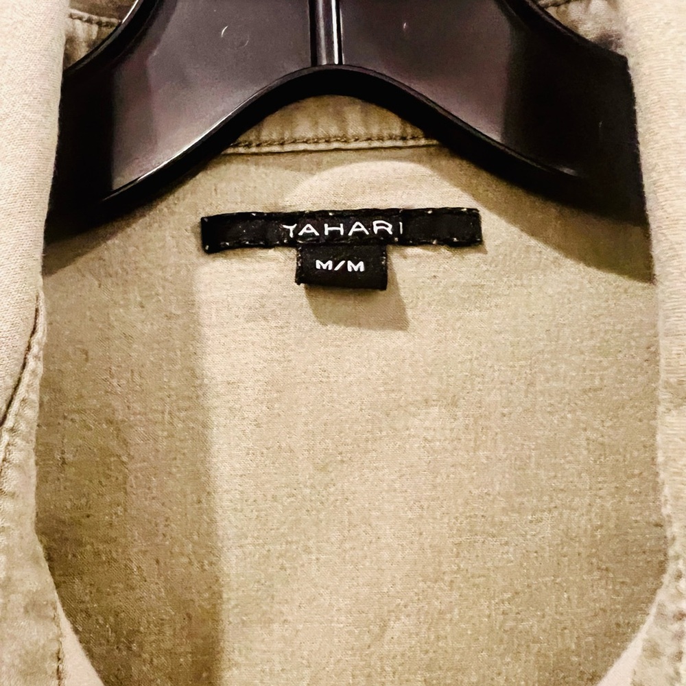 Tahari Western-Inspired Washed Button-Down Shirt – Sage Stone M - Picture 4 of 7